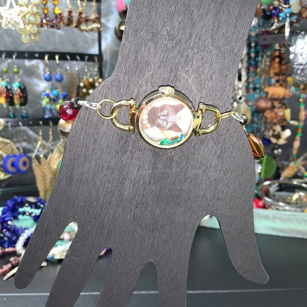 Whimsical Black Cat Bracelet | Handmade Upcycled Jewelry